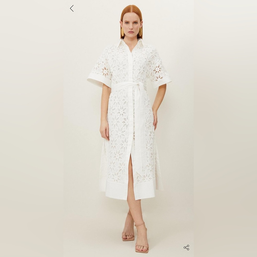 Karen Millen Cotton Embroidered Shirt Maxi Dress – NWT – US 12